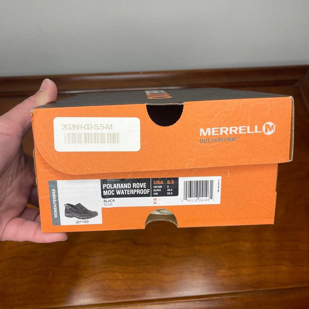 Merrell Polarand Rove Moc Waterproof Black Leather Hiking Shoes‎ Womens 5.5